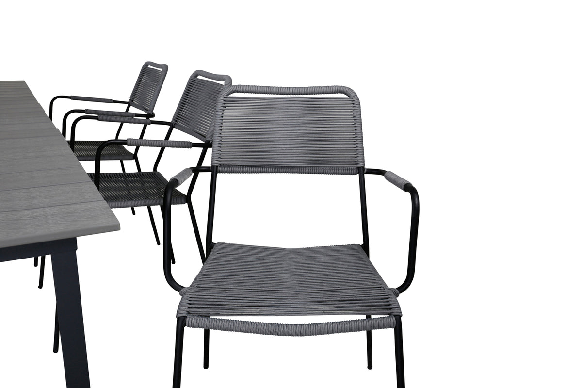 Levels & Lindos Spisebord 160x100x75 + Spisestole Grå