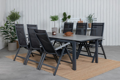 Albany & Levels Positionsstole Sort + Spisebord 229x100x75