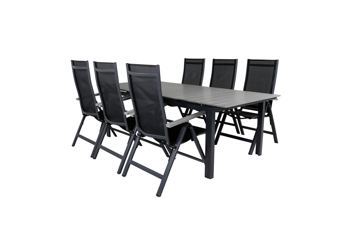 Albany & Levels Positionsstole Sort + Spisebord 229x100x75