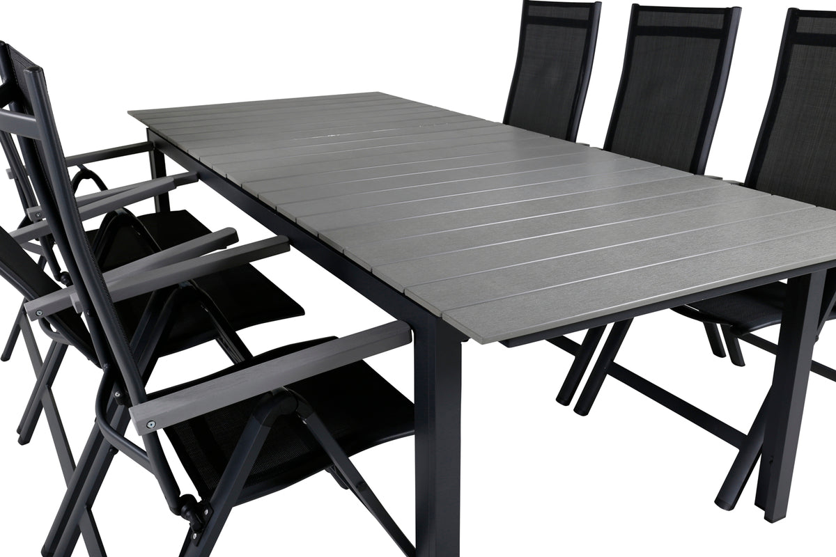 Albany & Levels Positionsstole Sort + Spisebord 229x100x75