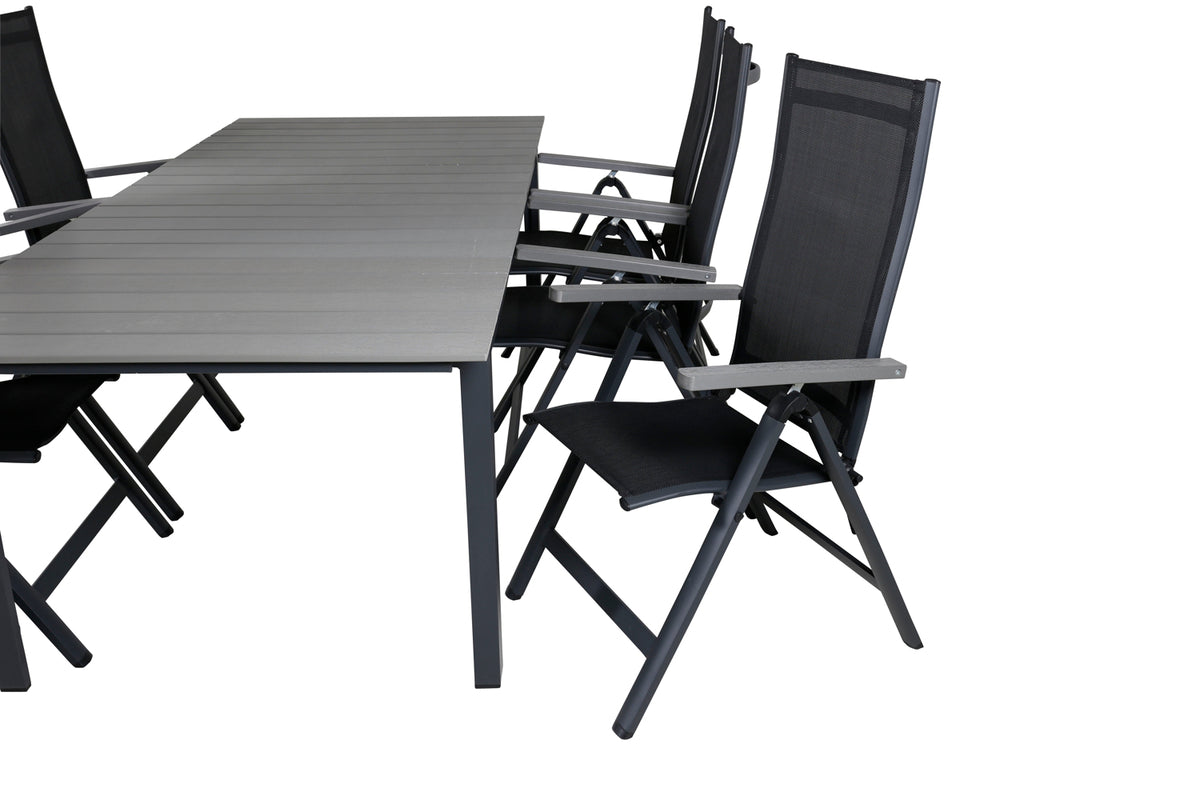 Albany & Levels Positionsstole Sort + Spisebord 229x100x75