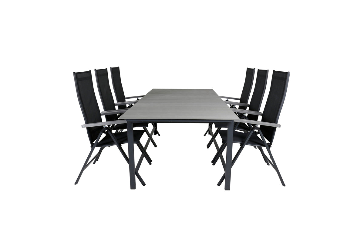 Albany & Levels Positionsstole Sort + Spisebord 229x100x75