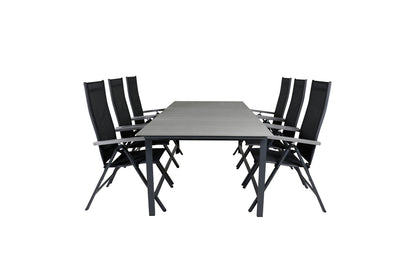 Albany & Levels Positionsstole Sort + Spisebord 229x100x75