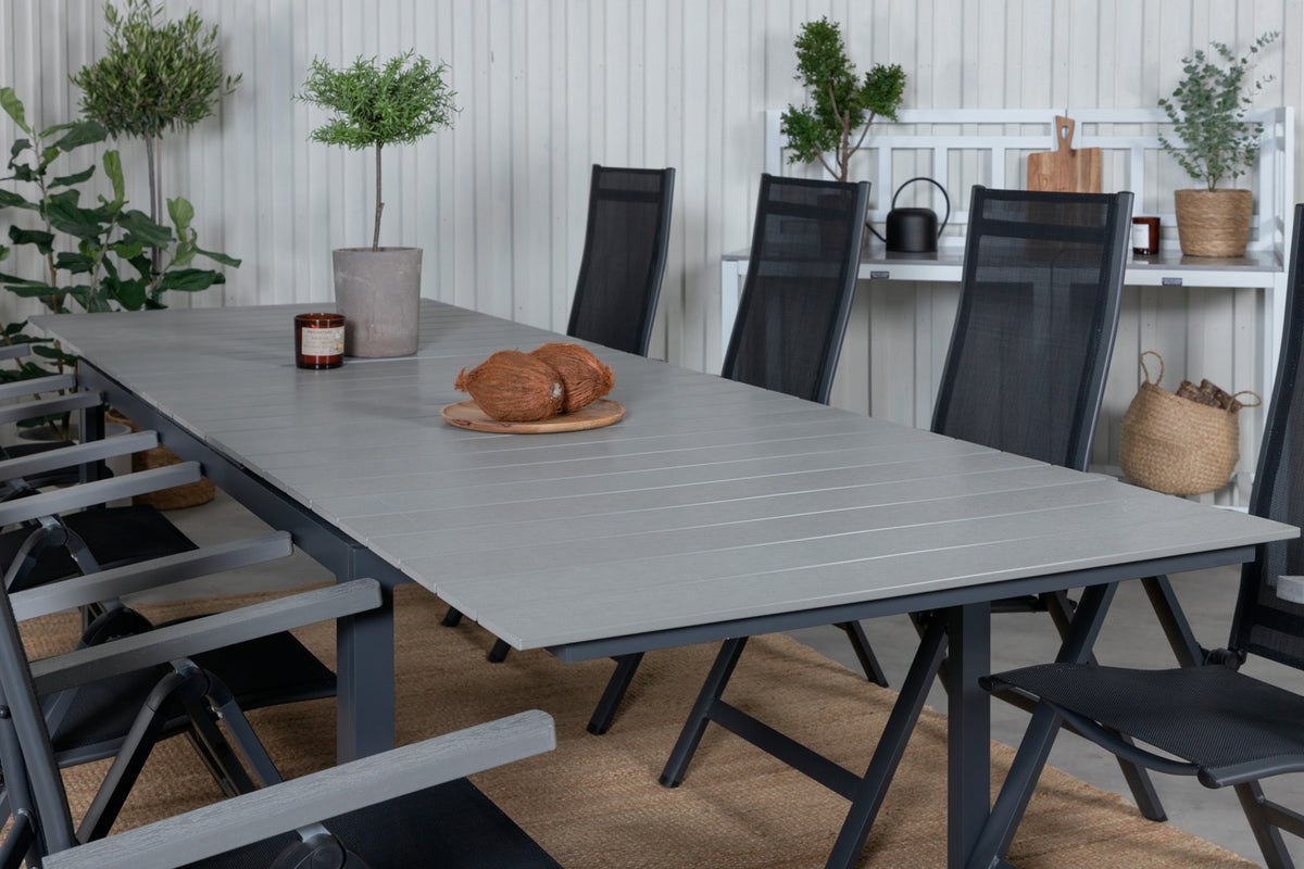 Albany & Levels Positionsstole Sort + Spisebord 229x100x75