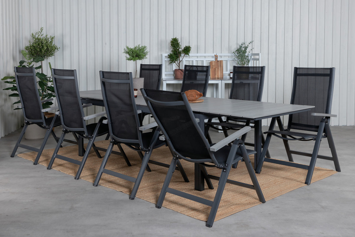 Albany & Levels Positionsstole Sort + Spisebord 229x100x75