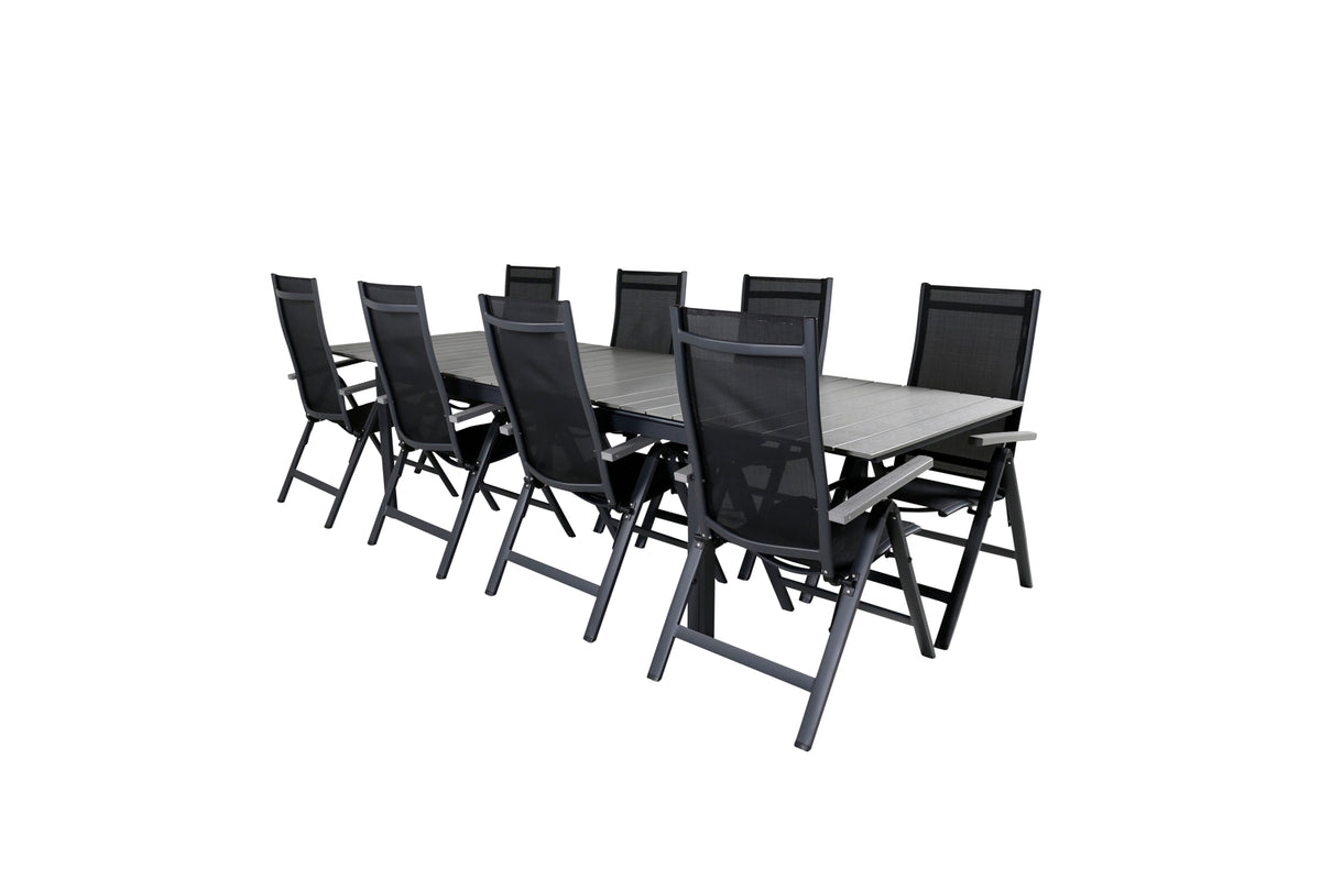 Albany & Levels Positionsstole Sort + Spisebord 229x100x75