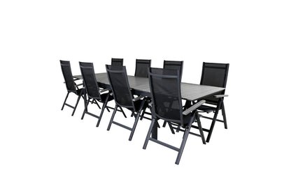 Albany & Levels Positionsstole Sort + Spisebord 229x100x75