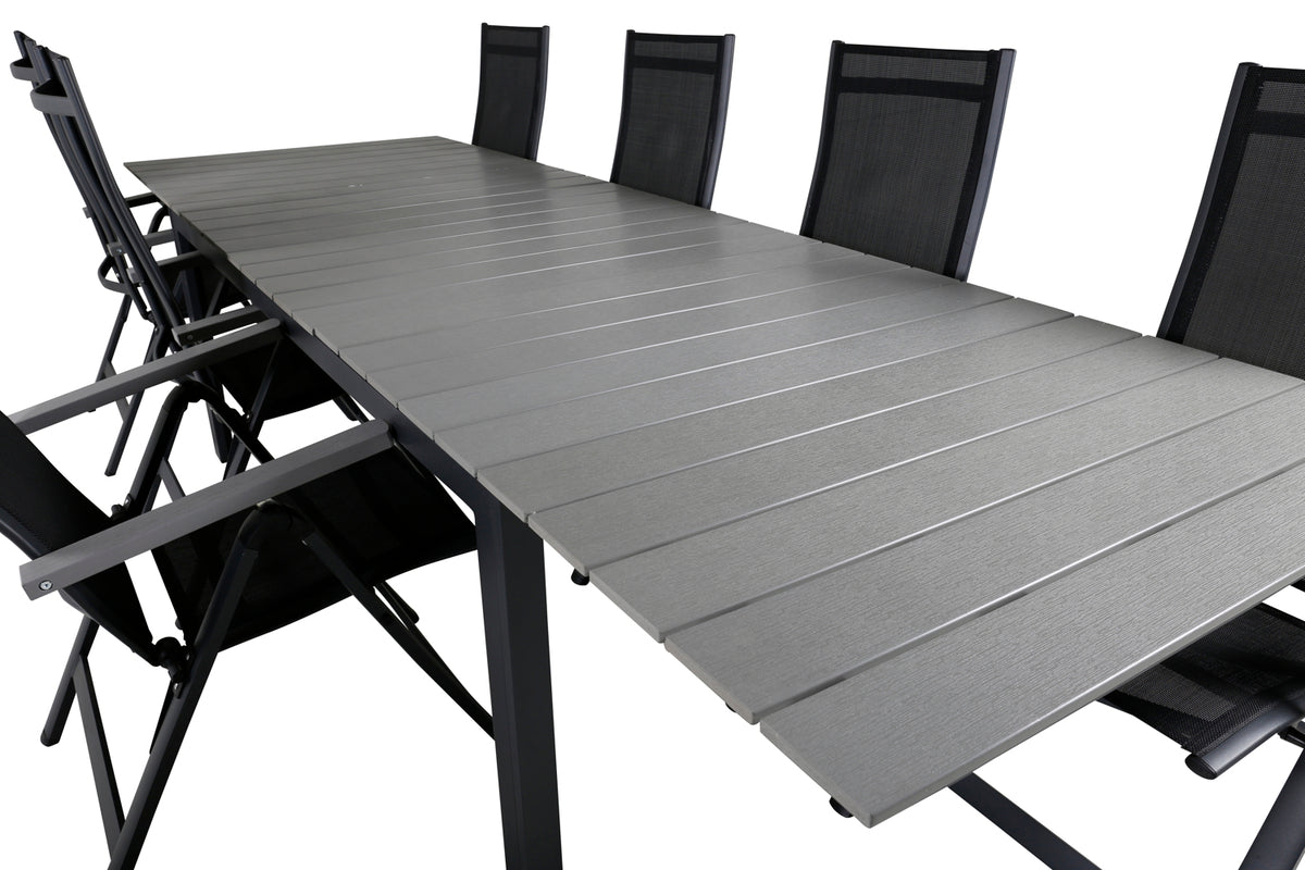 Albany & Levels Positionsstole Sort + Spisebord 229x100x75