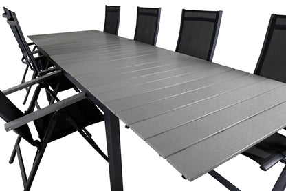 Albany & Levels Positionsstole Sort + Spisebord 229x100x75