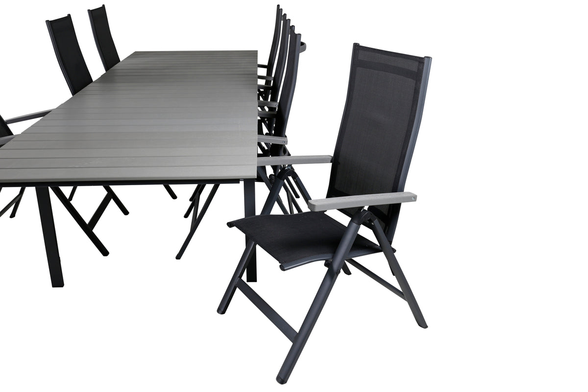 Albany & Levels Positionsstole Sort + Spisebord 229x100x75