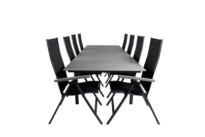 Albany & Levels Positionsstole Sort + Spisebord 229x100x75