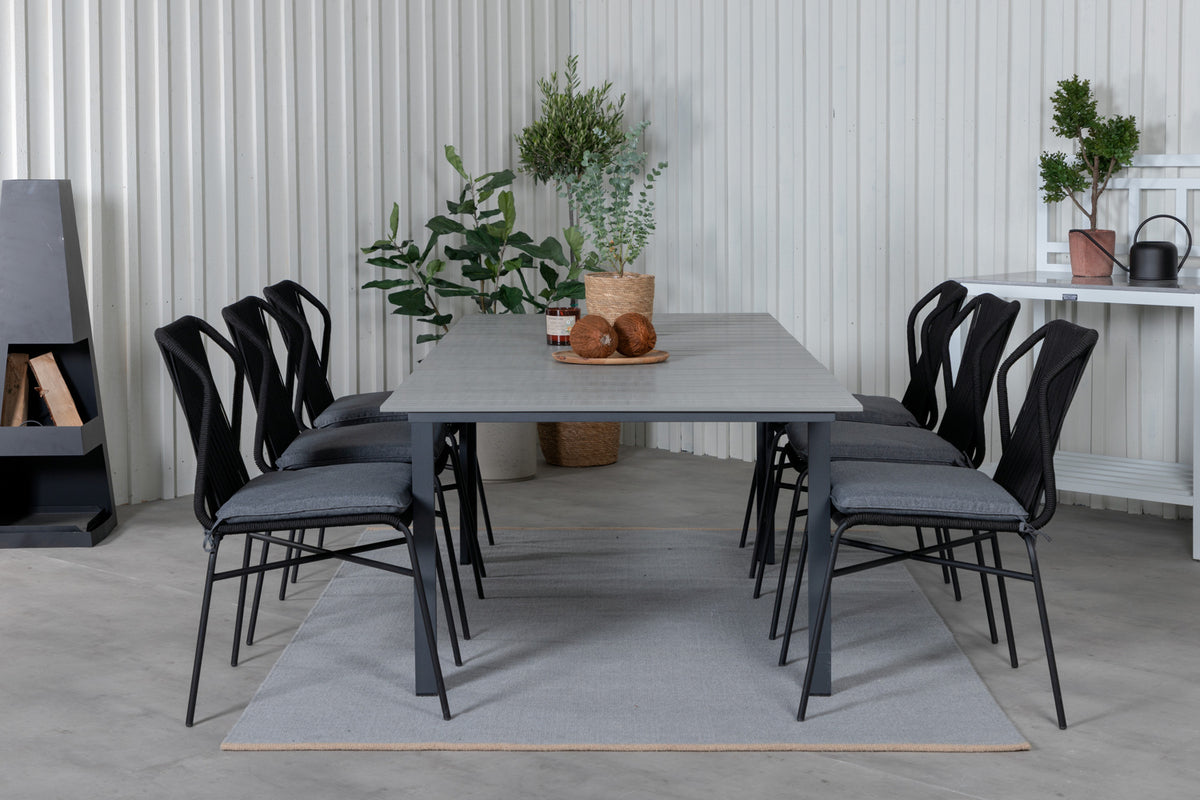 Julian & Levels Spisestole Sort + Spisebord 224x100