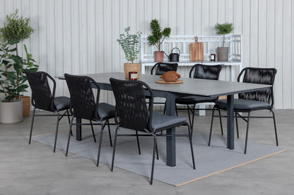 Julian & Levels Spisestole Sort + Spisebord 224x100