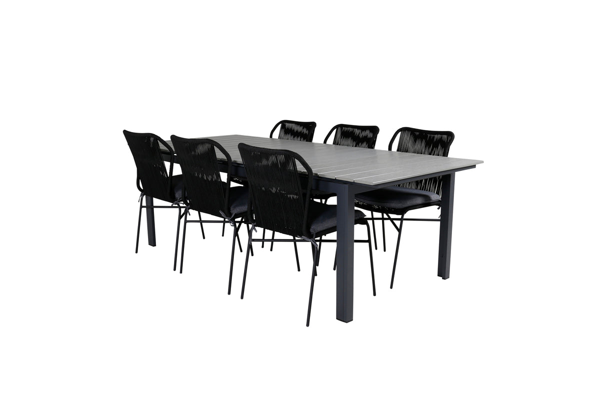 Julian & Levels Spisestole Sort + Spisebord 224x100