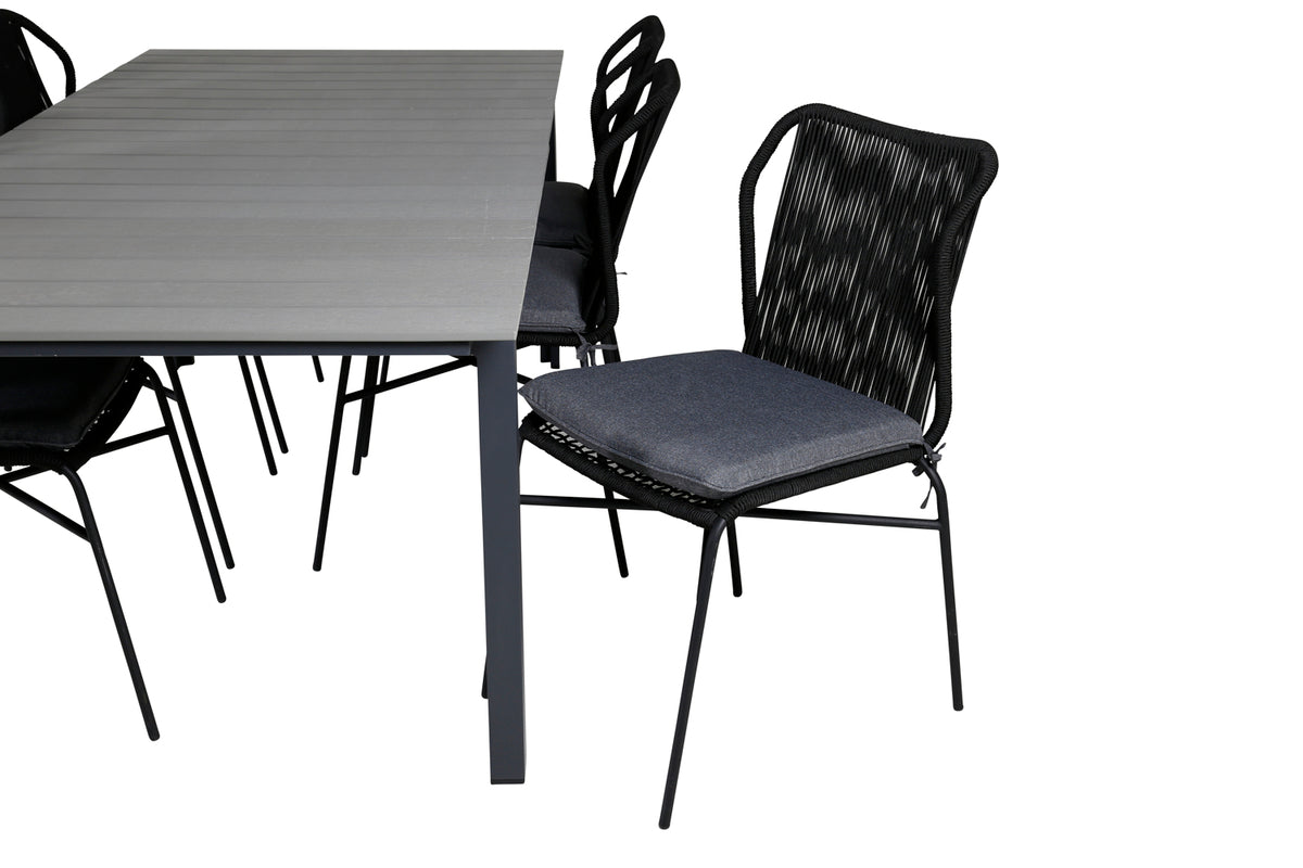 Julian & Levels Spisestole Sort + Spisebord 224x100