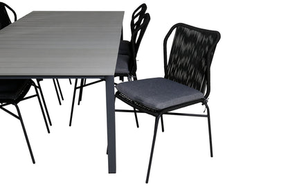 Julian & Levels Spisestole Sort + Spisebord 224x100