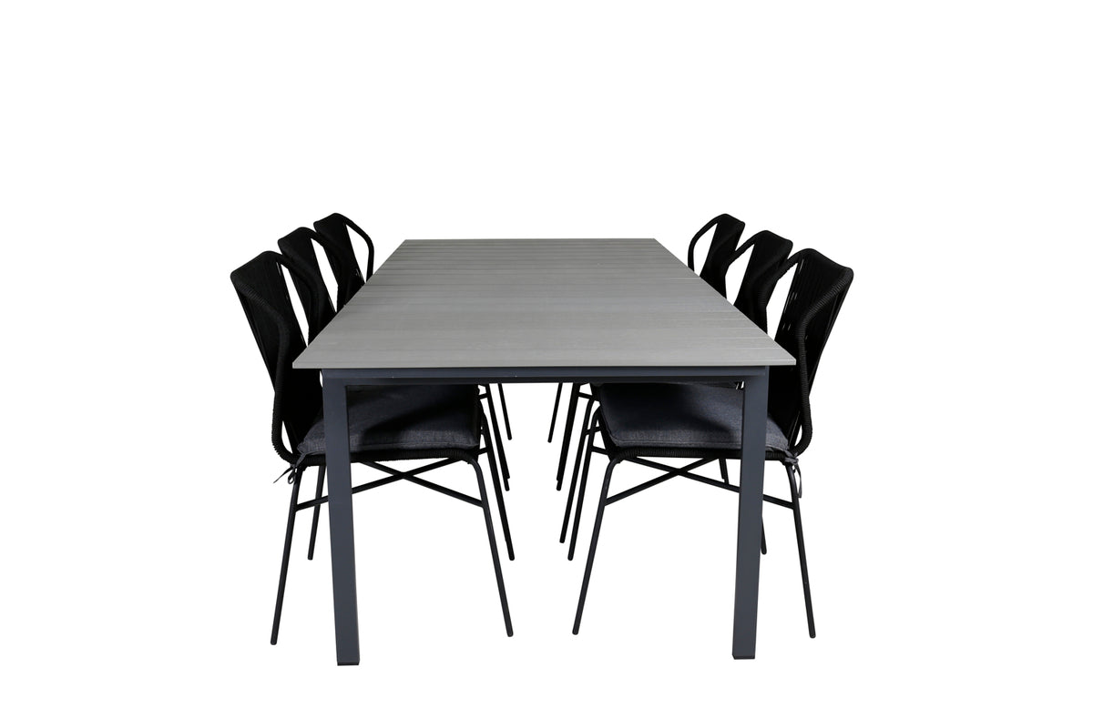 Julian & Levels Spisestole Sort + Spisebord 224x100