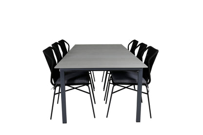 Julian & Levels Spisestole Sort + Spisebord 224x100