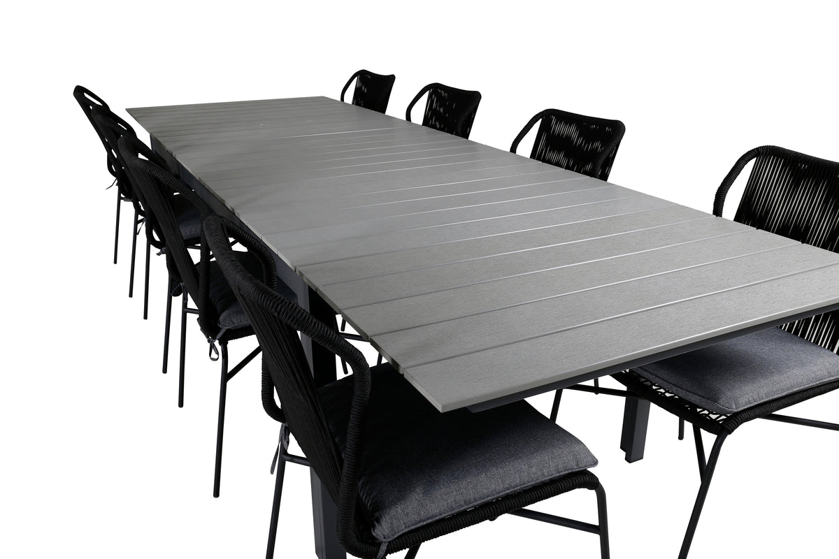 Julian & Levels Spisestole Sort + Spisebord 229x100x75