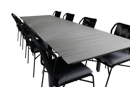 Julian & Levels Spisestole Sort + Spisebord 229x100x75