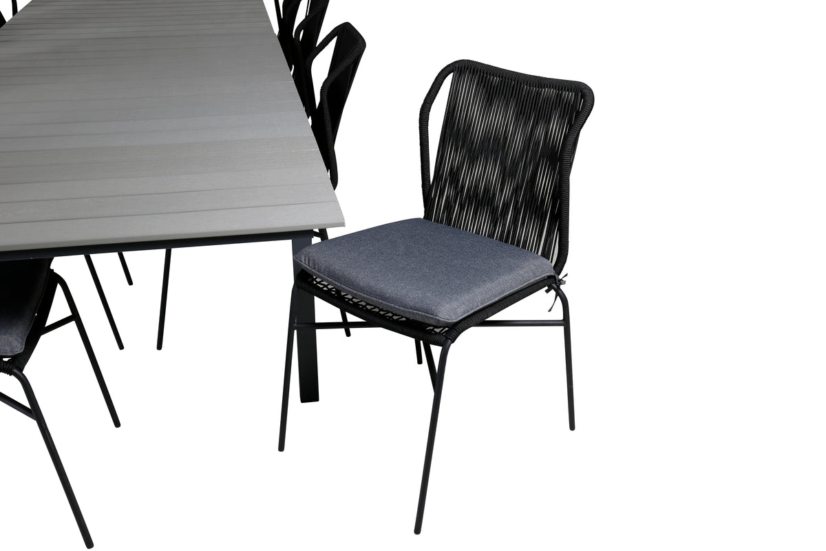 Julian & Levels Spisestole Sort + Spisebord 229x100x75