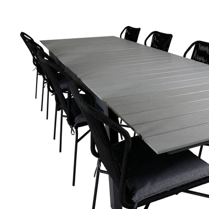 Julian & Levels Spisestole Sort + Spisebord 229x100x75