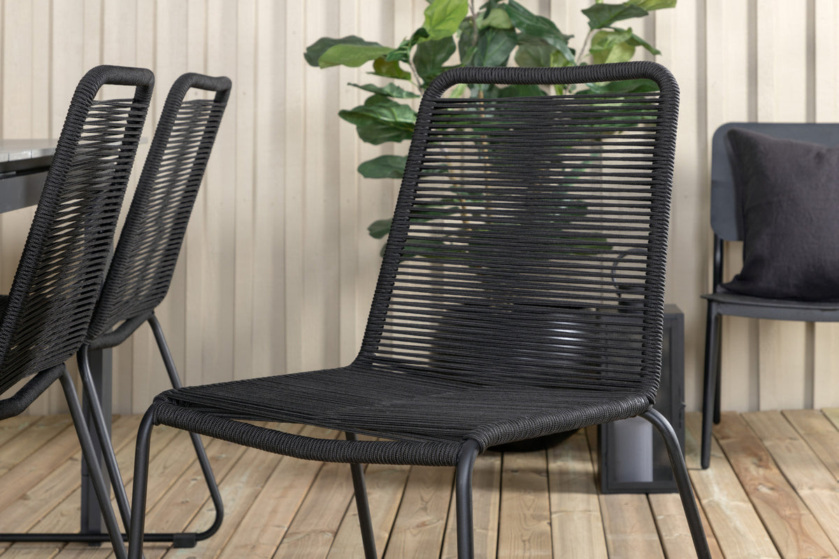 Levels & Lindos Rektangulært Spisebord 229x100x75 Sort + Spisestole Sort