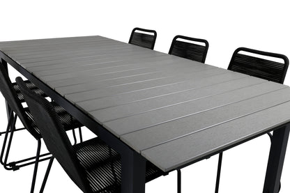 Levels & Lindos Rektangulært Spisebord 229x100x75 Sort + Spisestole Sort