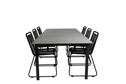 Levels & Lindos Rektangulært Spisebord 229x100x75 Sort + Spisestole Sort