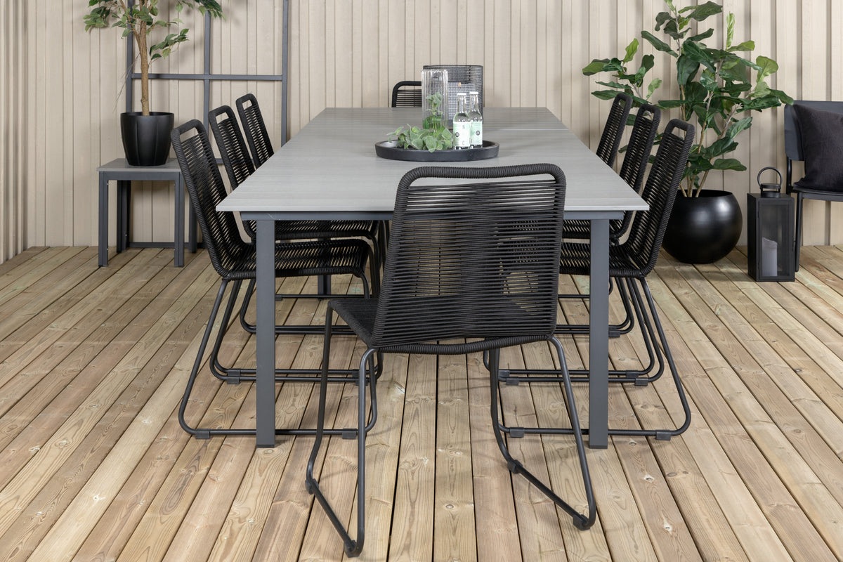 Levels & Lindos Rektangulært Spisebord 229x100x75 Sort + Spisestole Sort