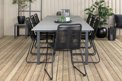 Levels & Lindos Rektangulært Spisebord 229x100x75 Sort + Spisestole Sort