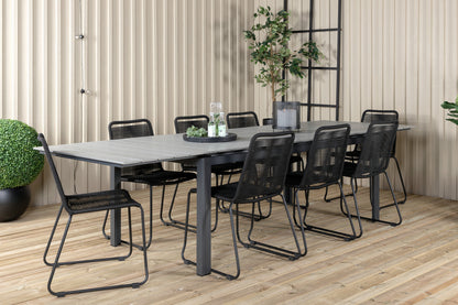 Levels & Lindos Rektangulært Spisebord 229x100x75 Sort + Spisestole Sort