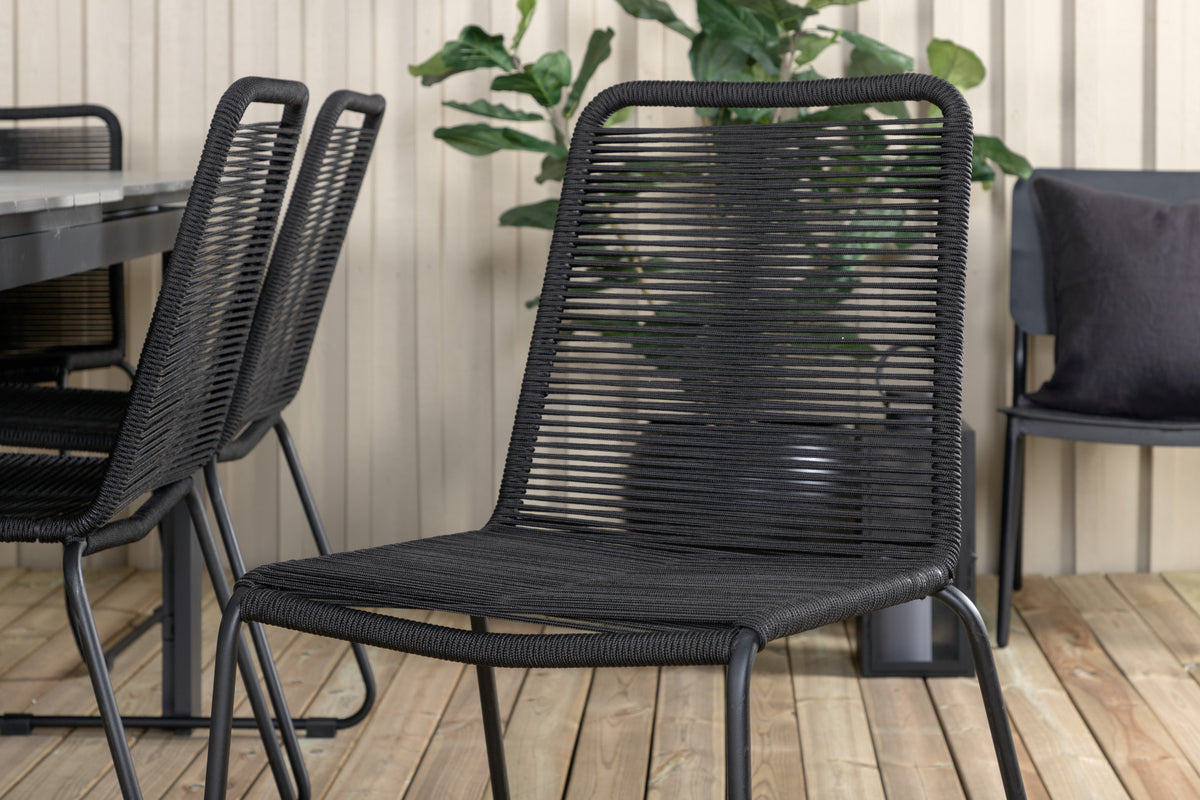 Levels & Lindos Rektangulært Spisebord 229x100x75 Sort + Spisestole Sort