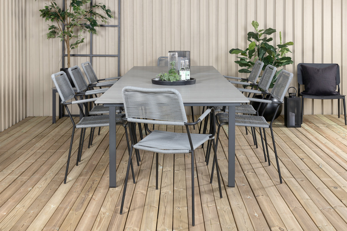 Levels & Lindos Spisebord 229x100x75 + Spisestole Grå