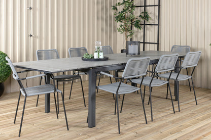 Levels & Lindos Spisebord 229x100x75 + Spisestole Grå