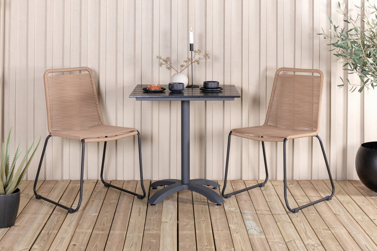 Colorado & Lindos Cafébord 70x70 + Spisestole Brun