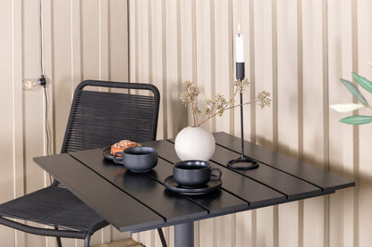 Colorado & Lindos Cafébord 70x70 + Spisestole Sort