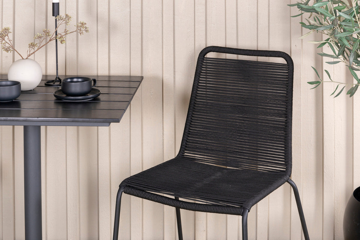 Colorado & Lindos Cafébord 70x70 + Spisestole Sort