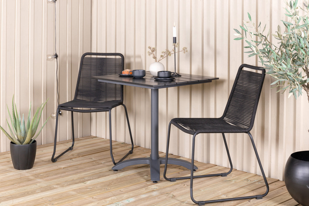 Colorado & Lindos Cafébord 70x70 + Spisestole Sort