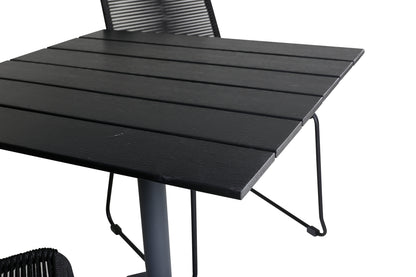 Colorado & Lindos Cafébord 70x70 + Spisestole Sort