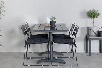 Lina & Denver Spisestole Sort + Rektangulære Spisebord 120x70x74 Sort