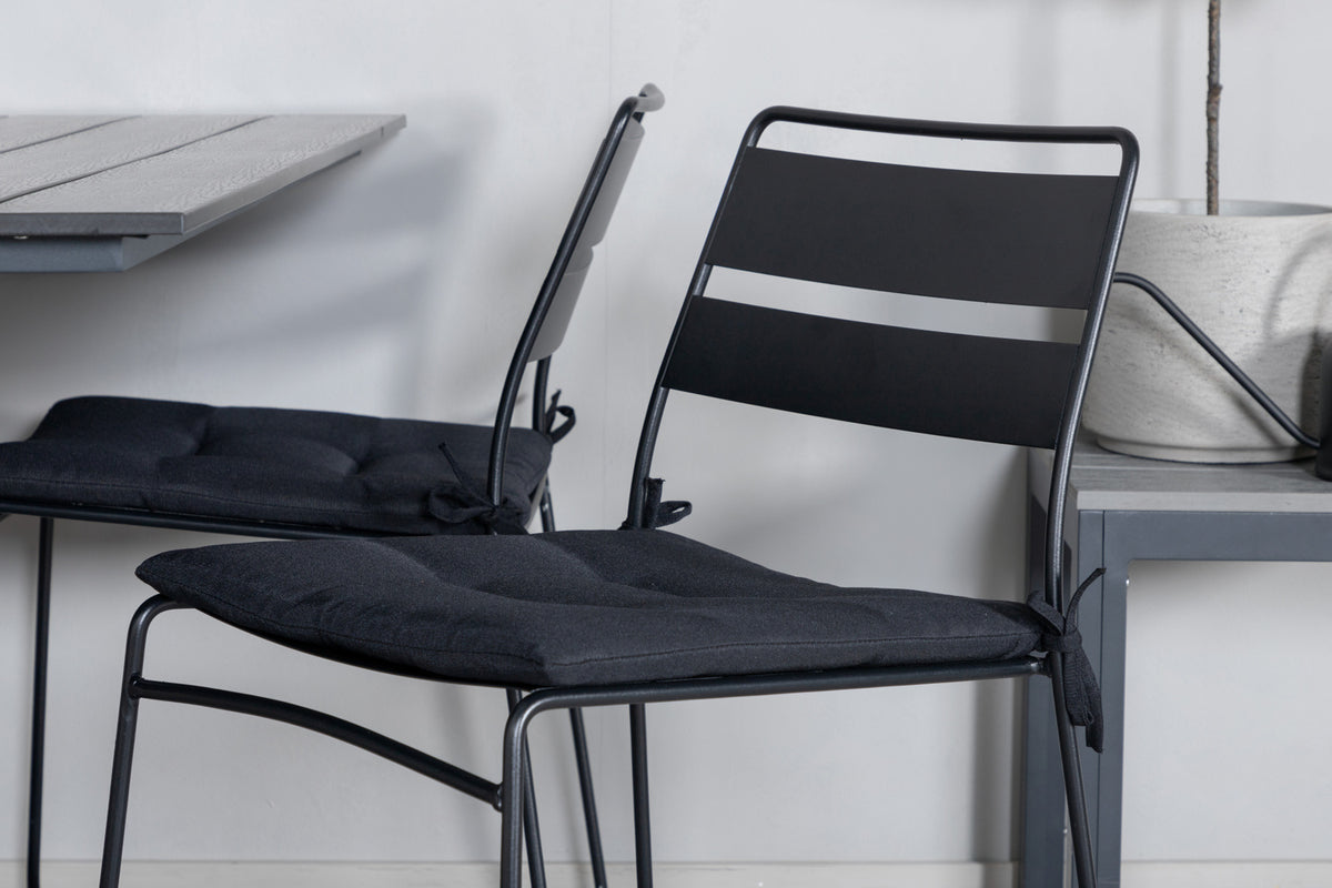 Lina & Denver Spisestole Sort + Rektangulære Spisebord 120x70x74 Sort