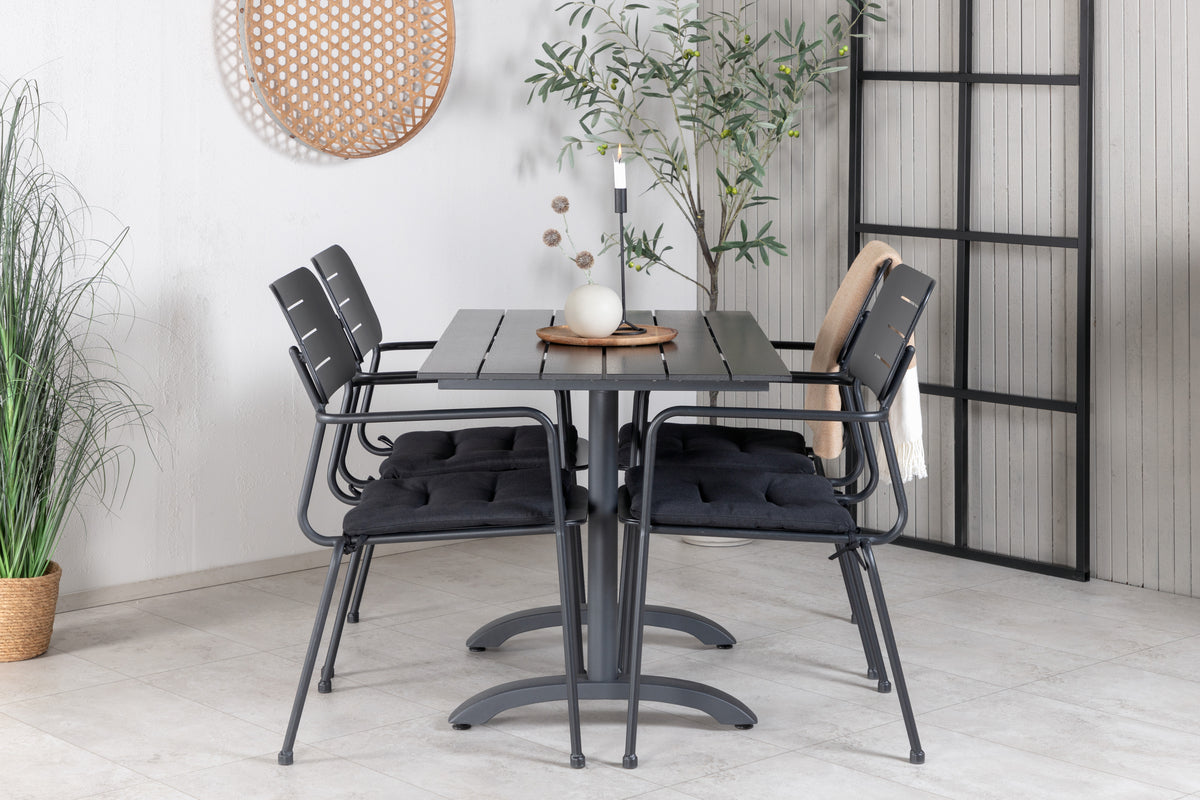 Spisebordsstol 2-pak Sort + Rektangulært Spisebord 120 x 70 Sort