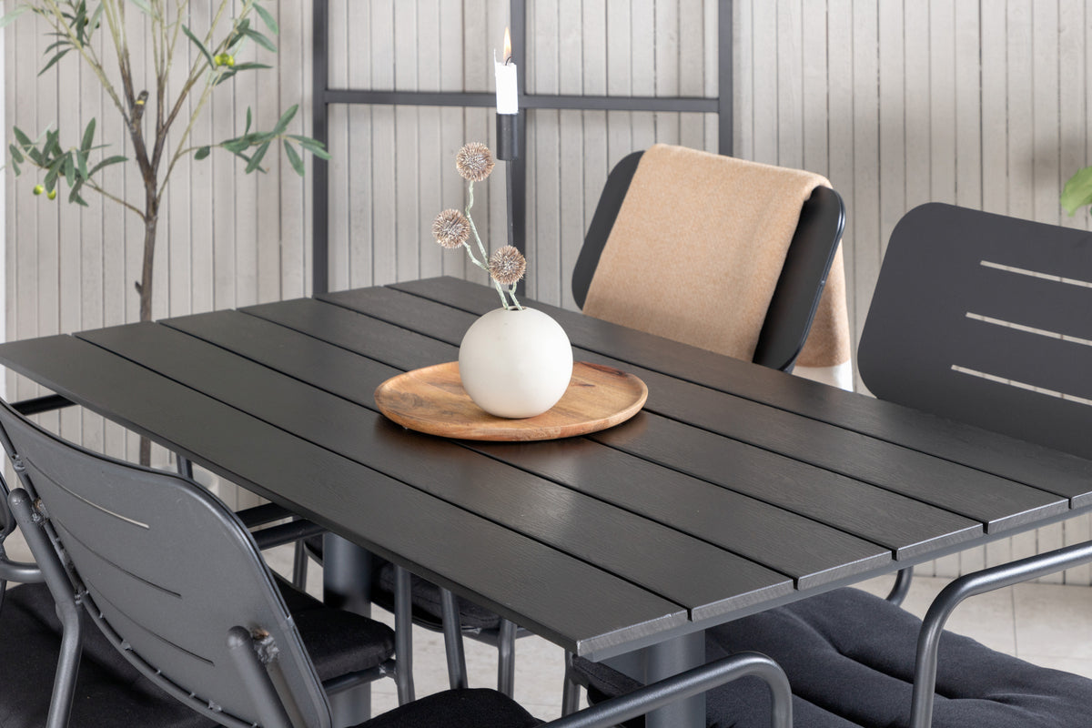 Spisebordsstol 2-pak Sort + Rektangulært Spisebord 120 x 70 Sort