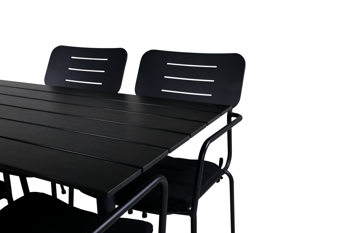 Spisebordsstol 2-pak Sort + Rektangulært Spisebord 120 x 70 Sort