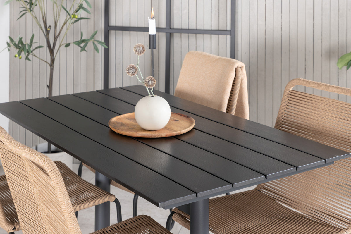 Denver & Lindos Spisebord 120x70x74 + Spisestole Brun