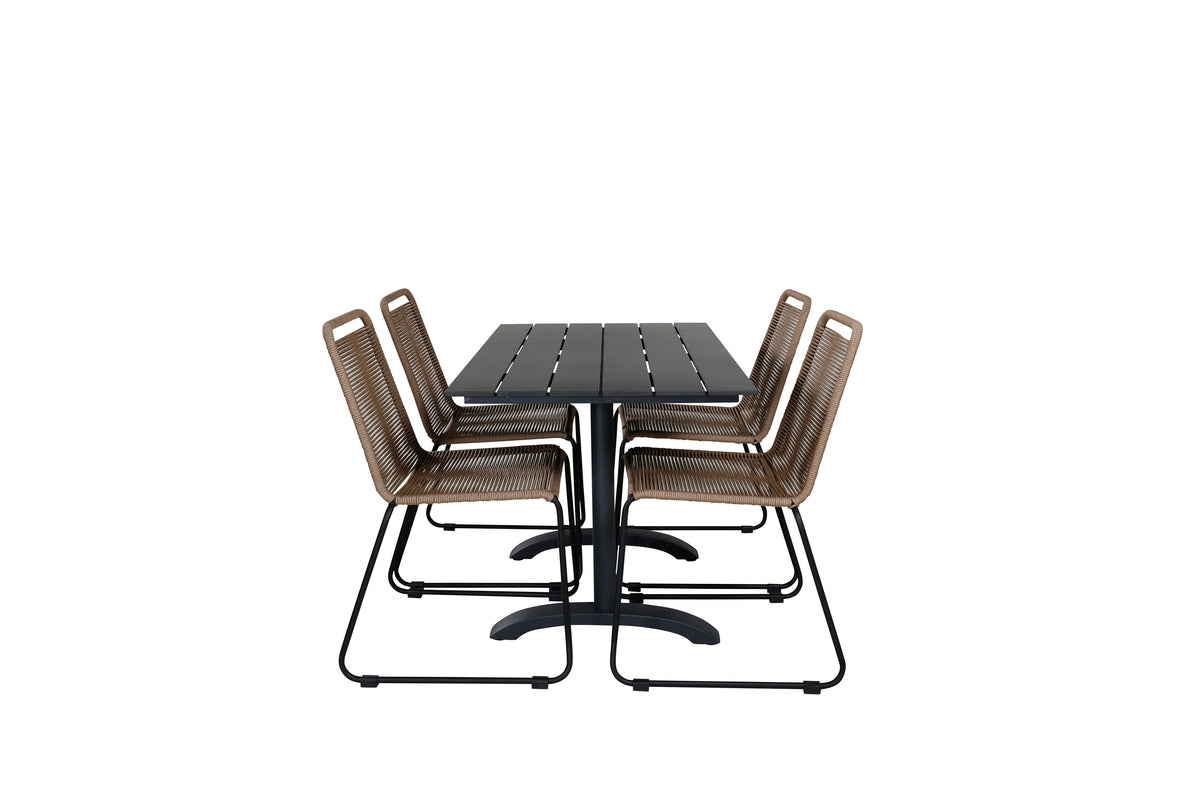 Denver & Lindos Spisebord 120x70x74 + Spisestole Brun