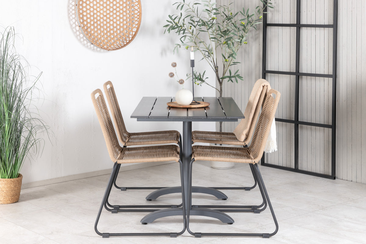 Denver & Lindos Spisebord 120x70x74 + Spisestole Brun