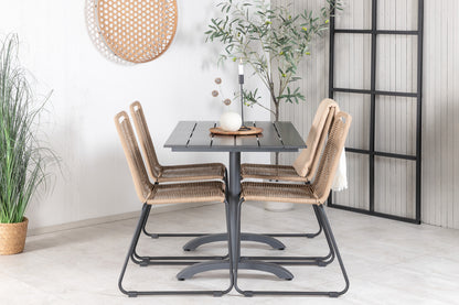 Denver & Lindos Spisebord 120x70x74 + Spisestole Brun