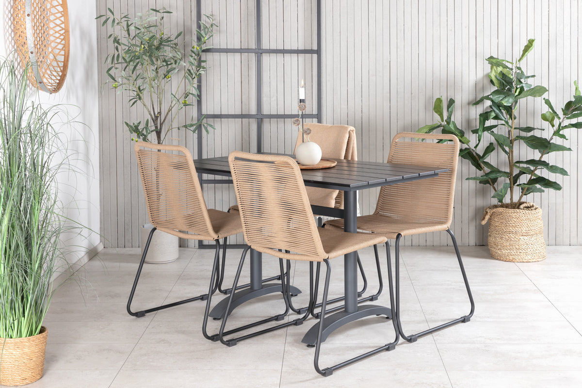 Denver & Lindos Spisebord 120x70x74 + Spisestole Brun